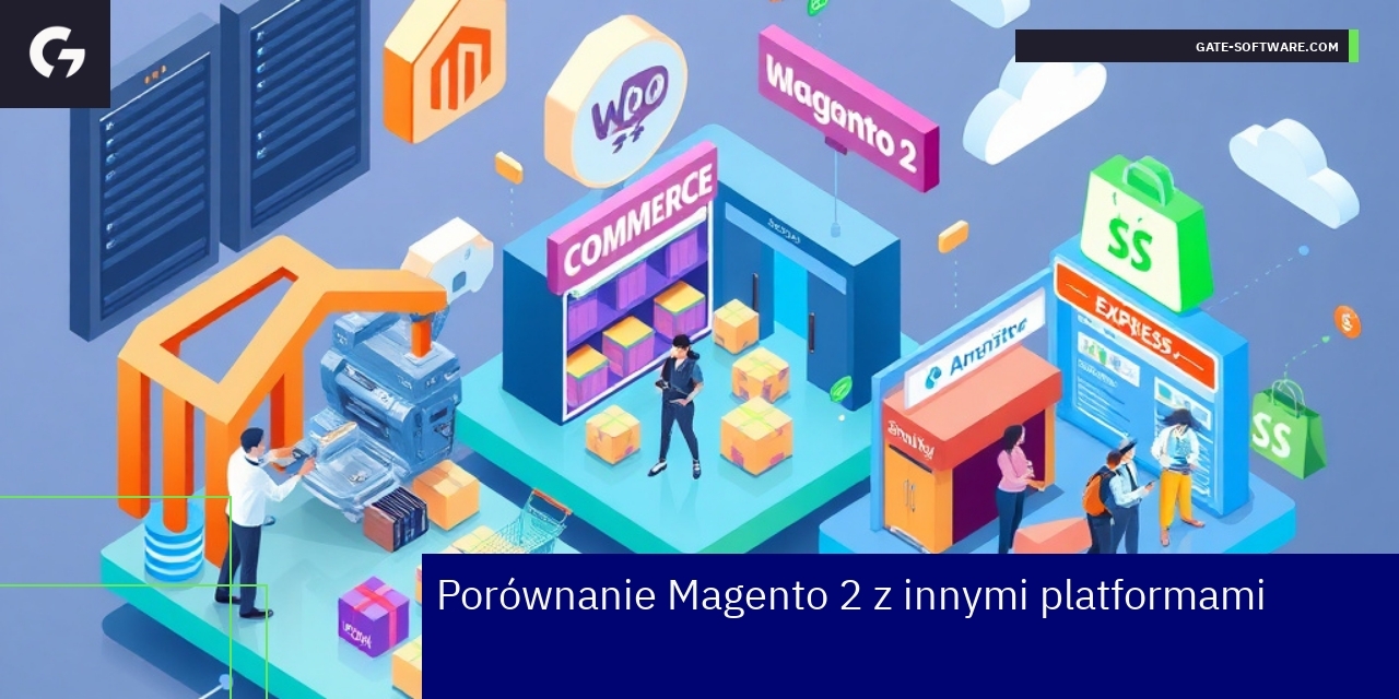 Schemat porównujący Magento 2, WooCommerce i Shopify