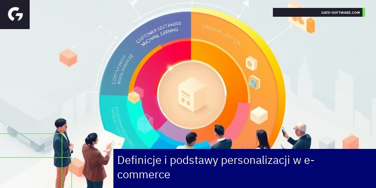 Schemat personalizacji w e-commerce z ikonami i wykresami