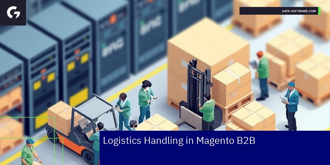 Magento B2B logistics and multichannel business illustration