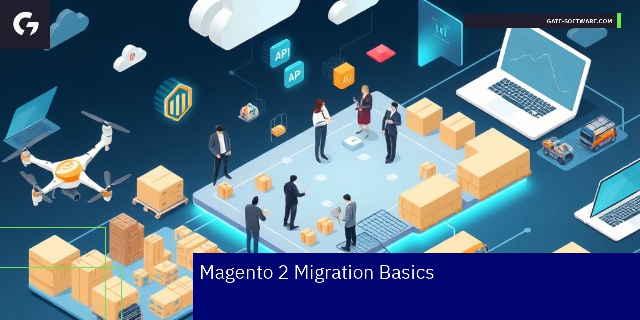 Diagram illustrating Magento 2 migration benefits and features
