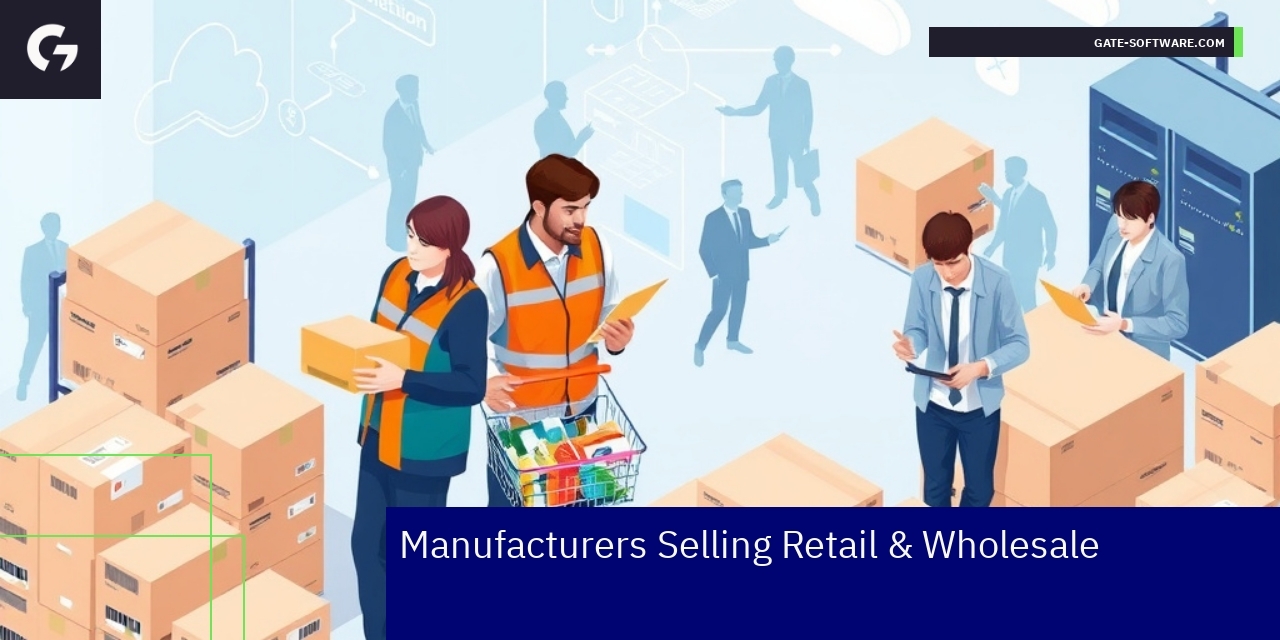 Illustration of manufacturers collaborating via digital platform