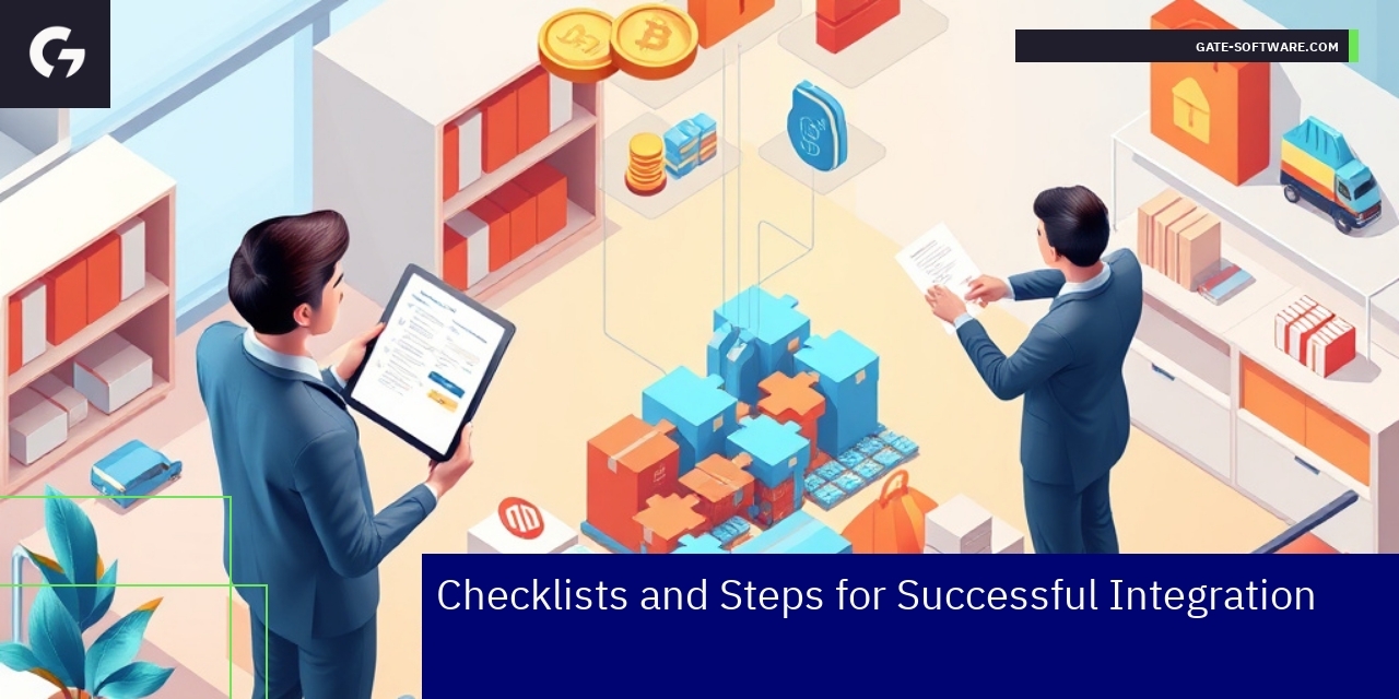 Checklist icons representing integration steps and planning