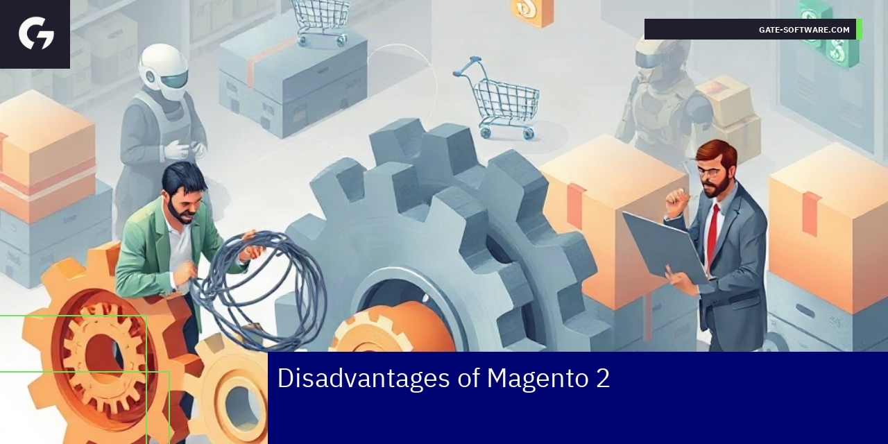 Key Disadvantages of Magento 2 Platform Illustration of Magento 2 system drawbacks and issues