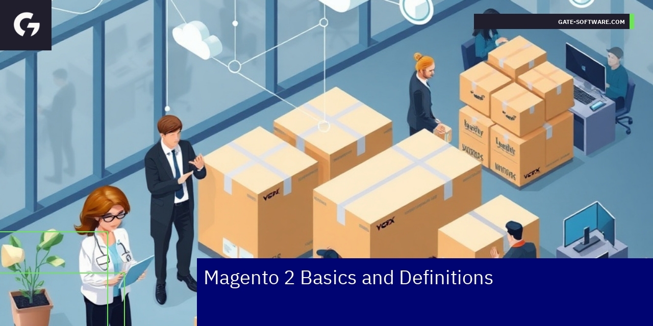 Magento 2 platform icons and B2B features overview