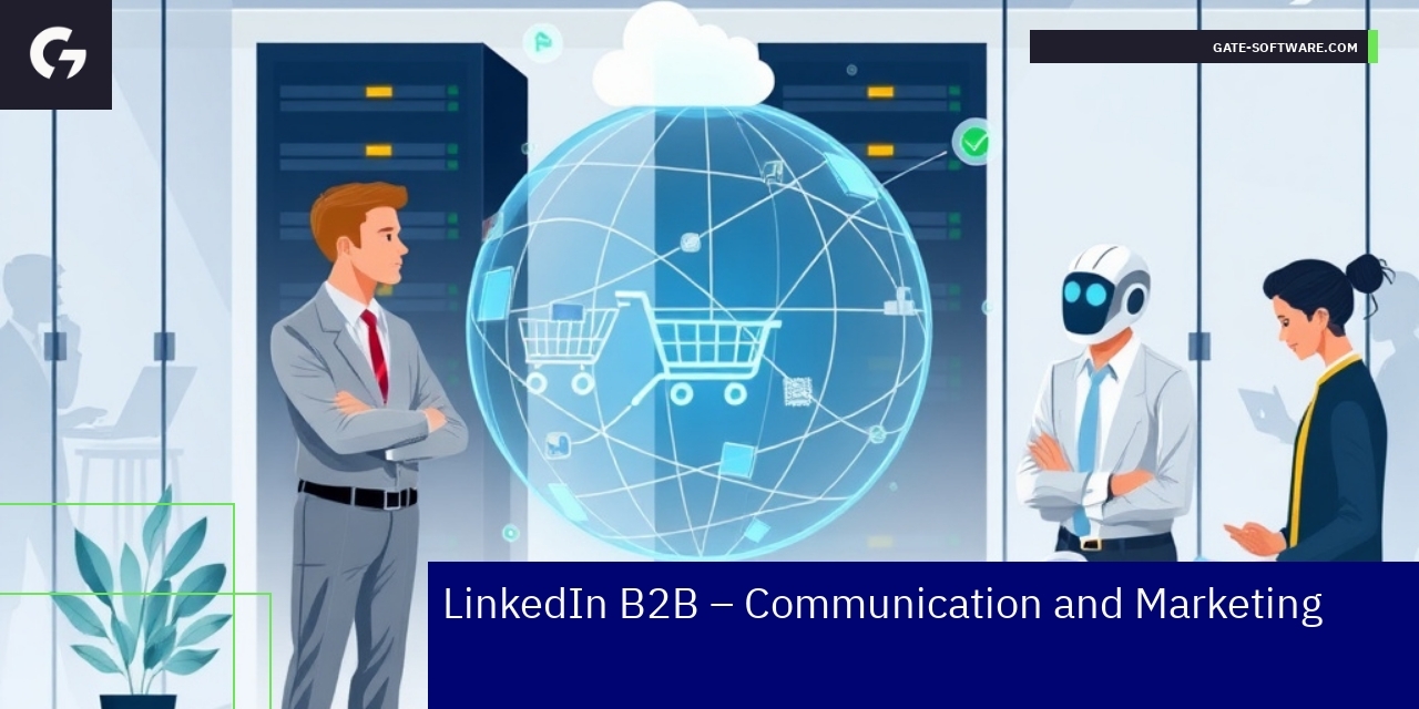 LinkedIn interface with business marketing icons