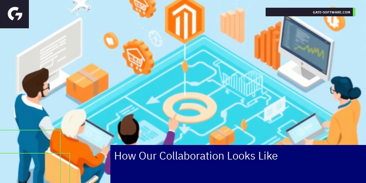 Team collaborating on Magento backend and frontend