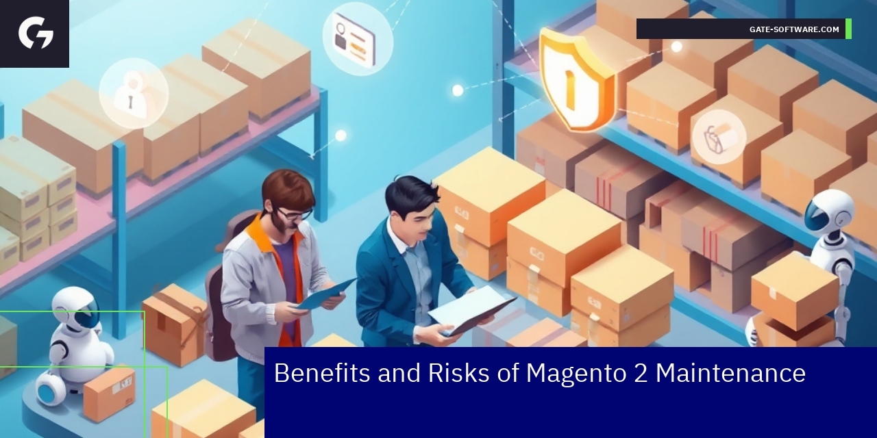 Diagram showing Magento 2 maintenance benefits and risks