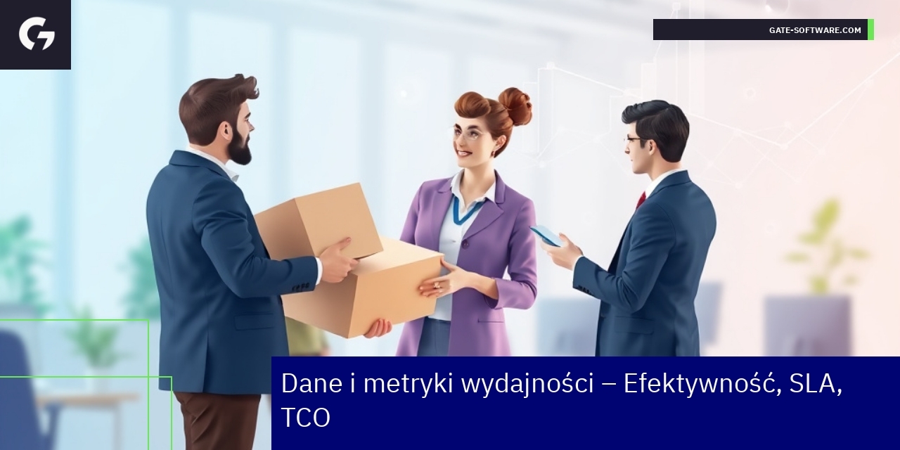 Wydajność projektów i metryki UiR w Gate-Software Wykresy i ikony ilustrujące metryki efektywności projektów