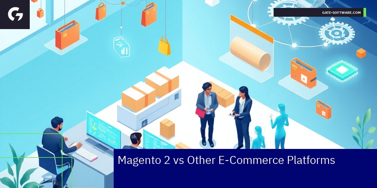 Magento 2 E-Commerce Platform Advantages Diagram comparing Magento 2 and other e-commerce platforms
