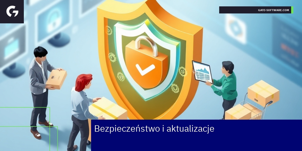 Grafika przedstawiająca bezpieczeństwo i aktualizacje sklepu