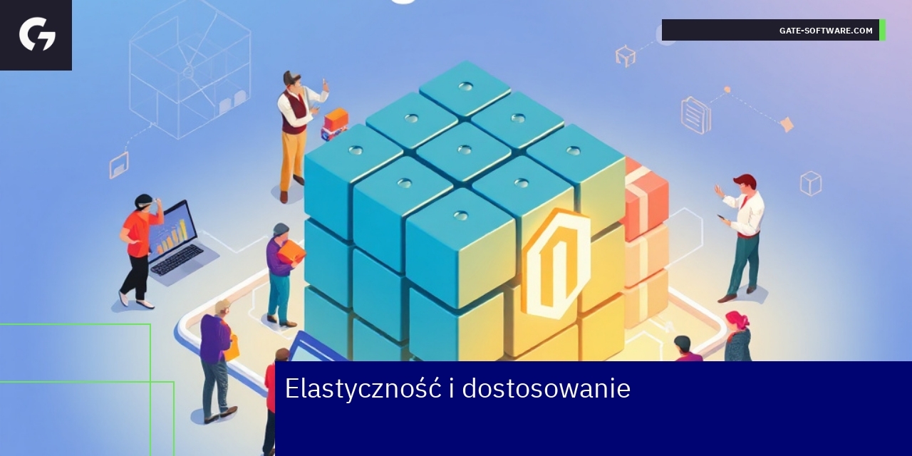 Grafika przedstawiająca technologie i bezpieczeństwo Magento