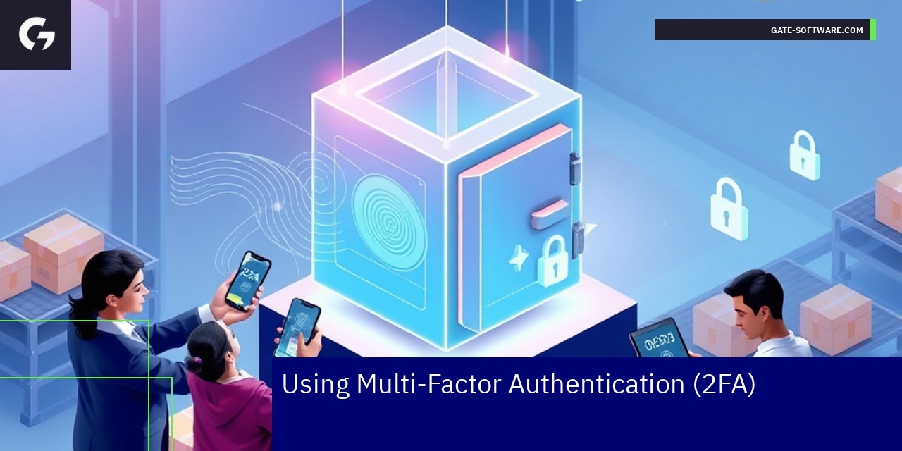 Multi-Factor Authentication Improving Online Security 2FA process with phone and password security icons