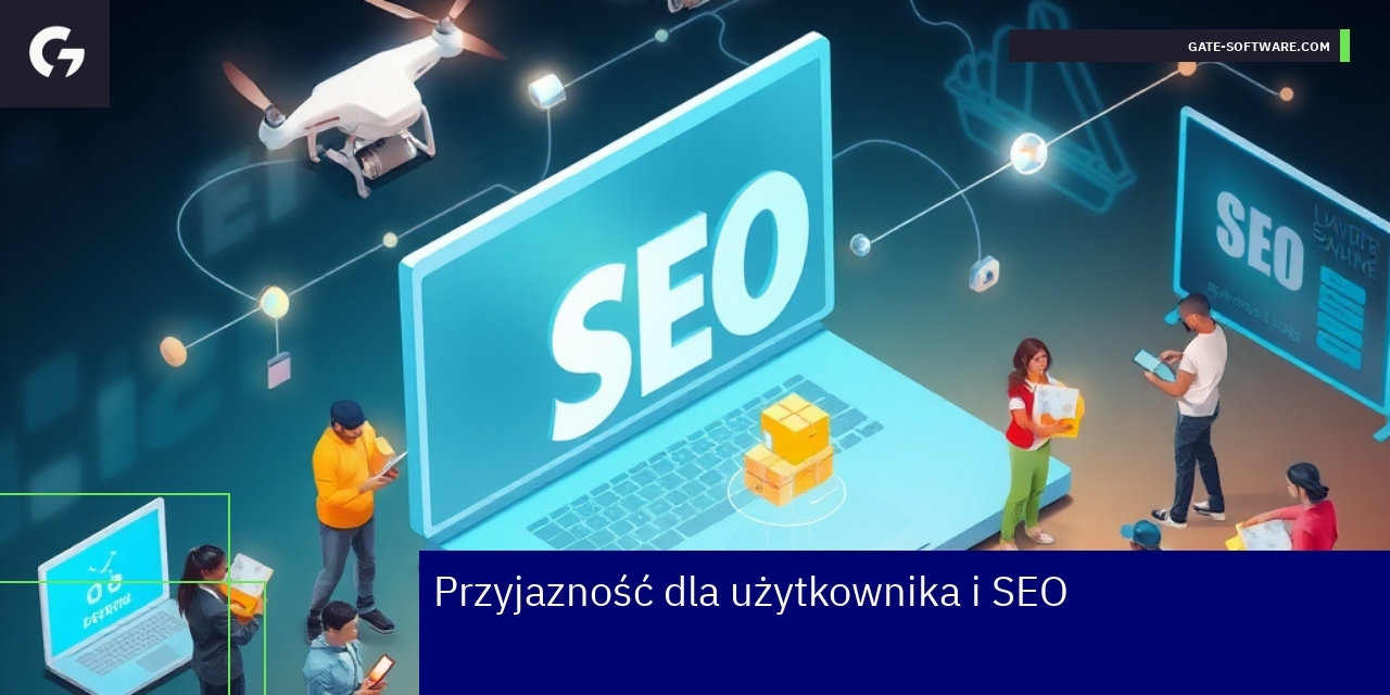 Wykresy i ikony związane z SEO i szybkością ładowania
