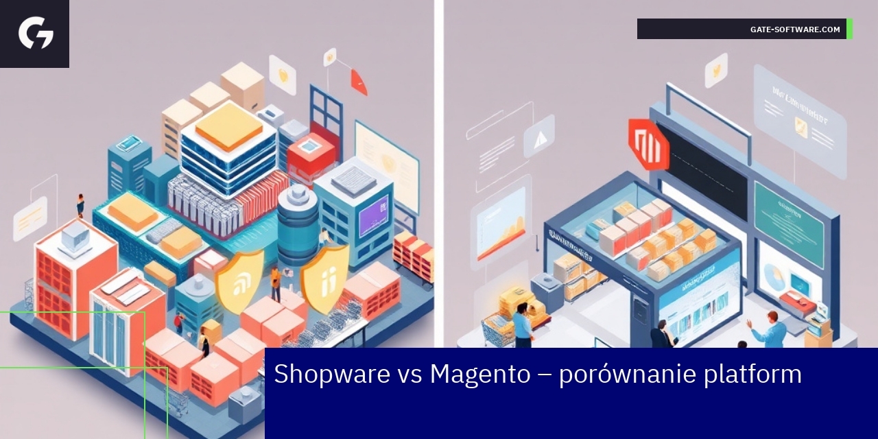 Porównanie platform Shopware i Magento Logotypy Shopware i Magento, porównanie e-commerce