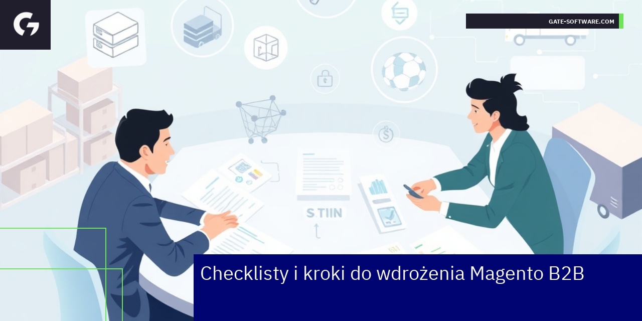 Checklisty i kroki wdrożenia Magento B2B Schemat procesu wdrożenia platformy Magento B2B