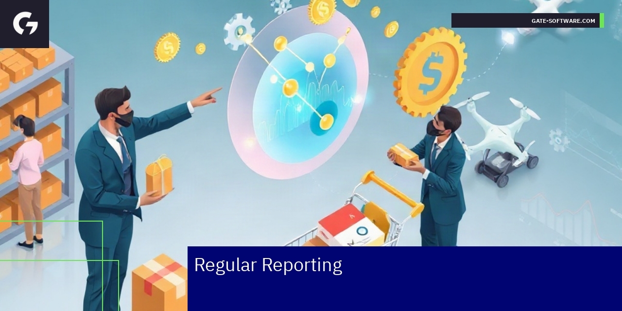 Graph showing reporting metrics and workflow diagram