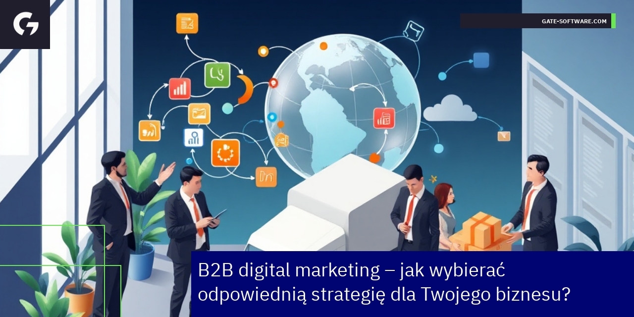 Schemat strategii marketingowej B2B z narzędziami cyfrowymi
