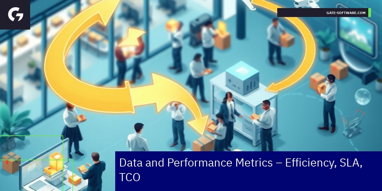 Charts showing efficiency and cost reduction metrics