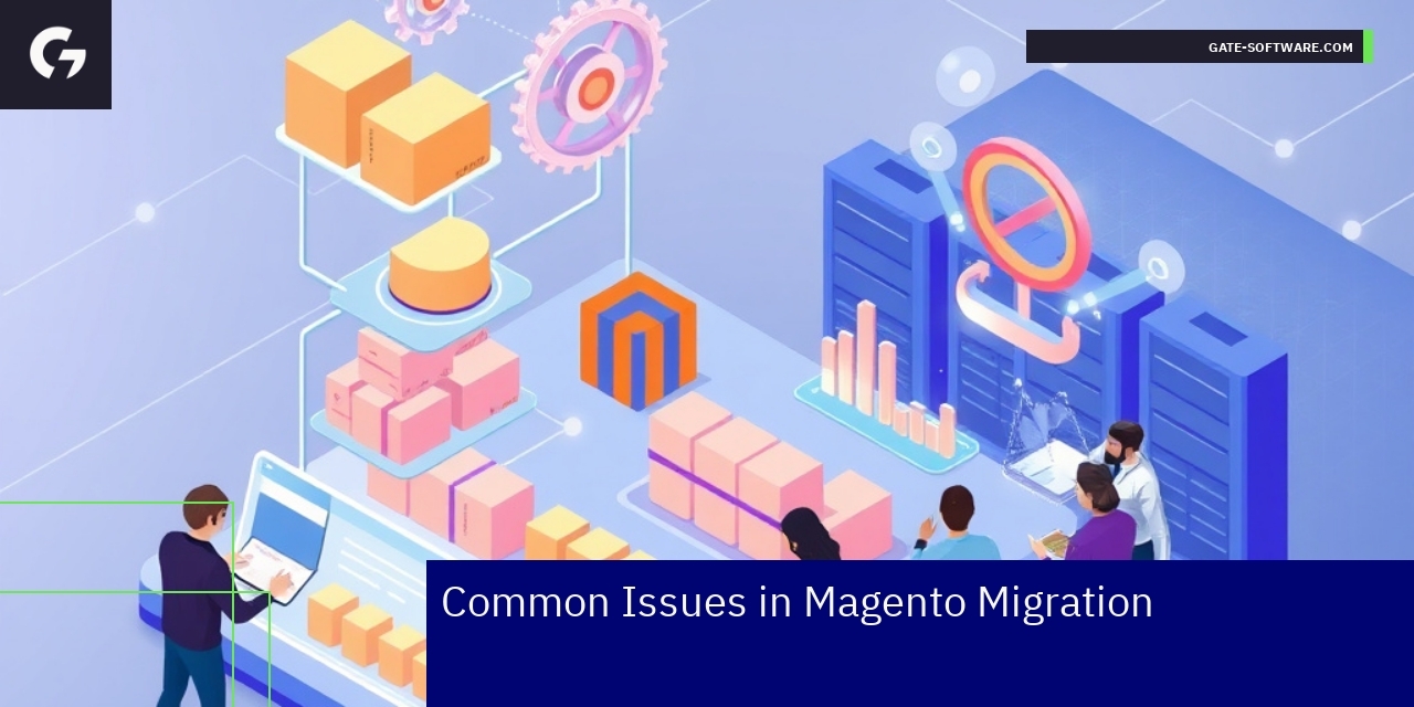 Diagram showing Magento migration challenges and solutions