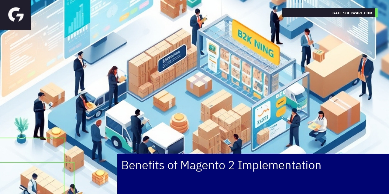 Diagram showing Magento 2 benefits and B2B ecommerce features