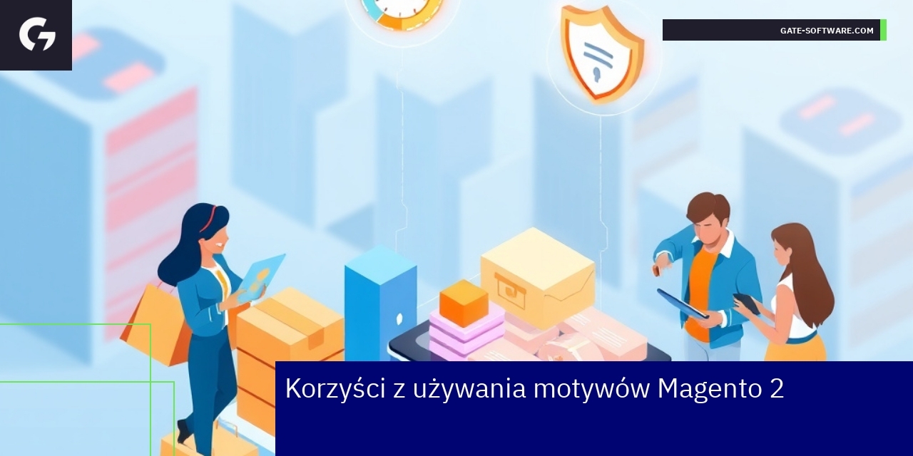 Kluczowe korzyści motywów Magento 2 dla e-commerce Schemat przedstawiający zalety motywów Magento 2