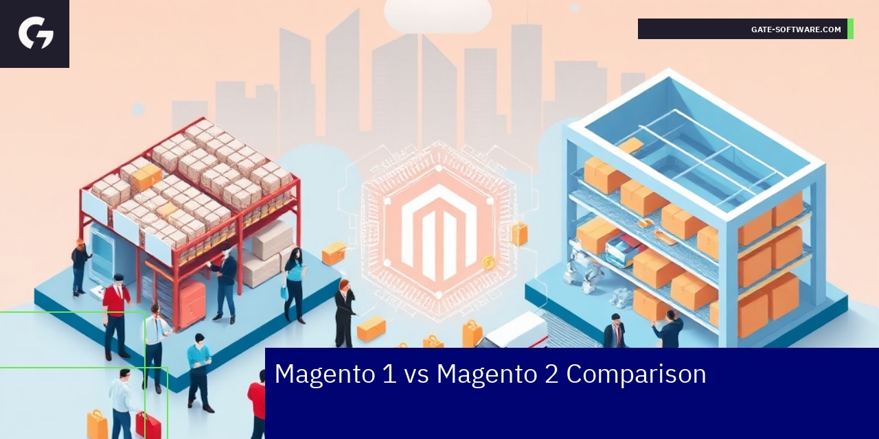 Magento 1 vs Magento 2 Key Differences Comparison chart showing Magento 1 and Magento 2 features