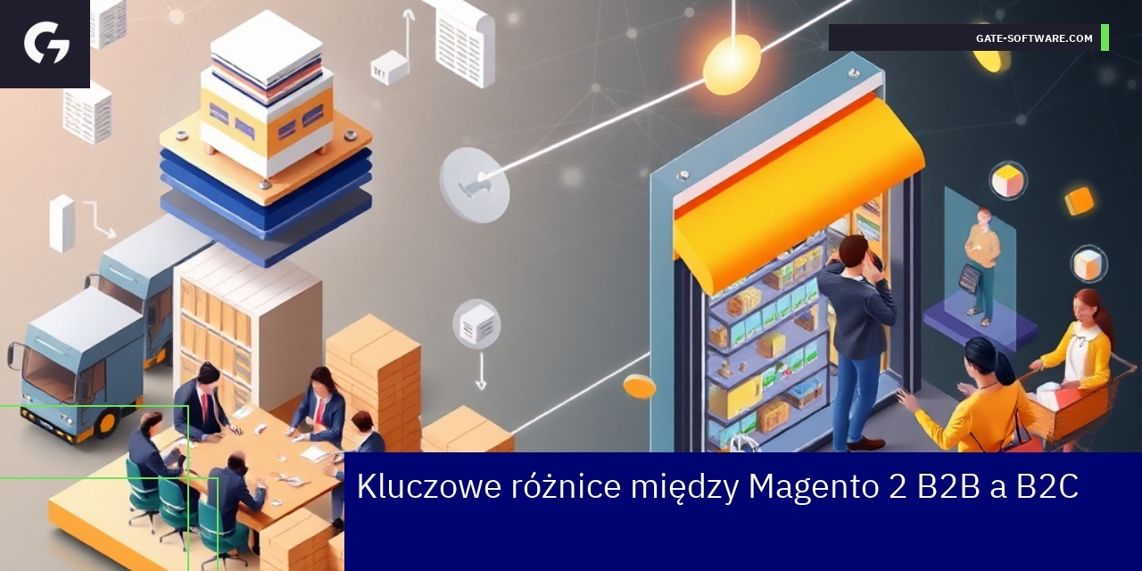 Grafika przedstawia różnice między Magento 2 B2B a B2C