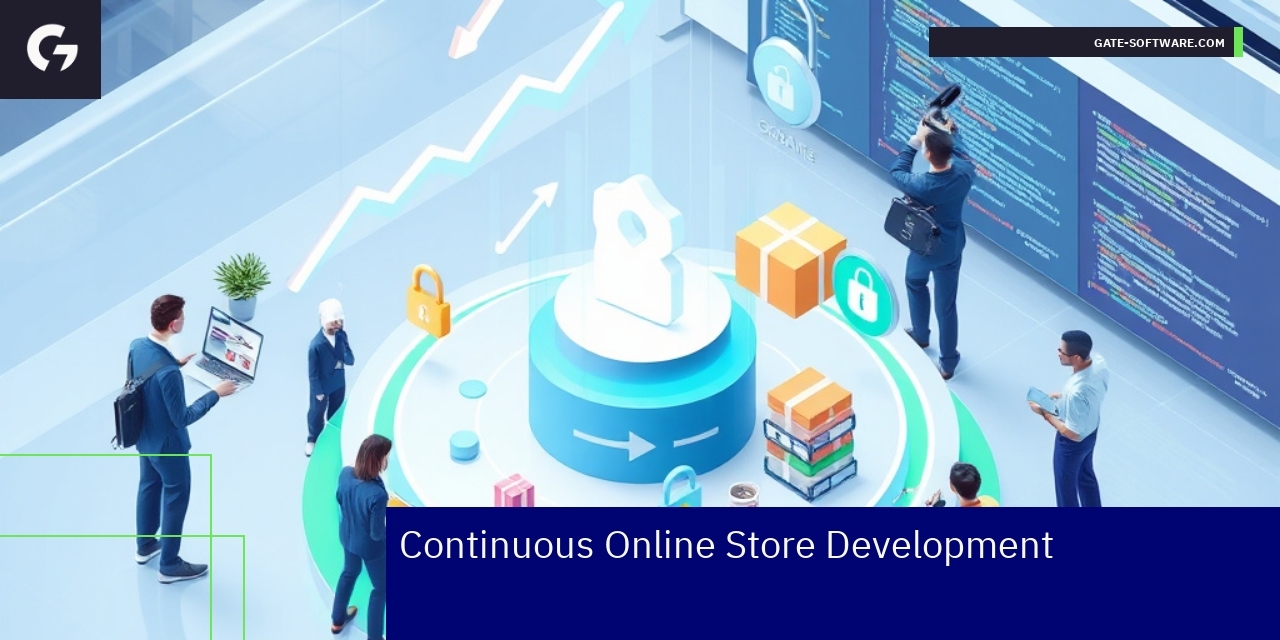Abstract illustration of online store development and security
