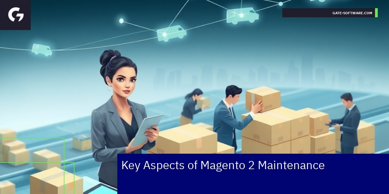Magento 2 Maintenance Key Points and Solutions Magento 2 maintenance conceptual illustration with gears