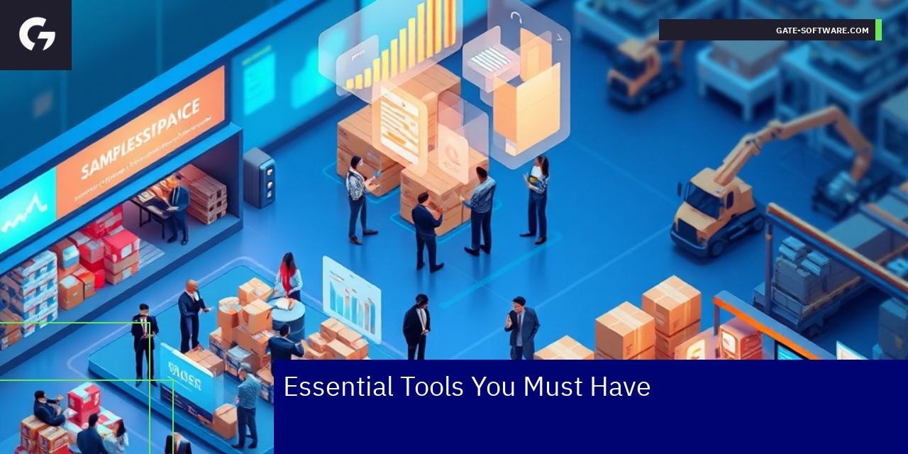 Illustration of technology tools in B2B e-commerce