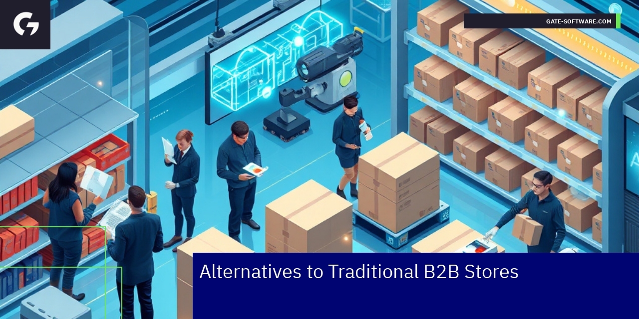 Digital B2B platform with AI and automation icons