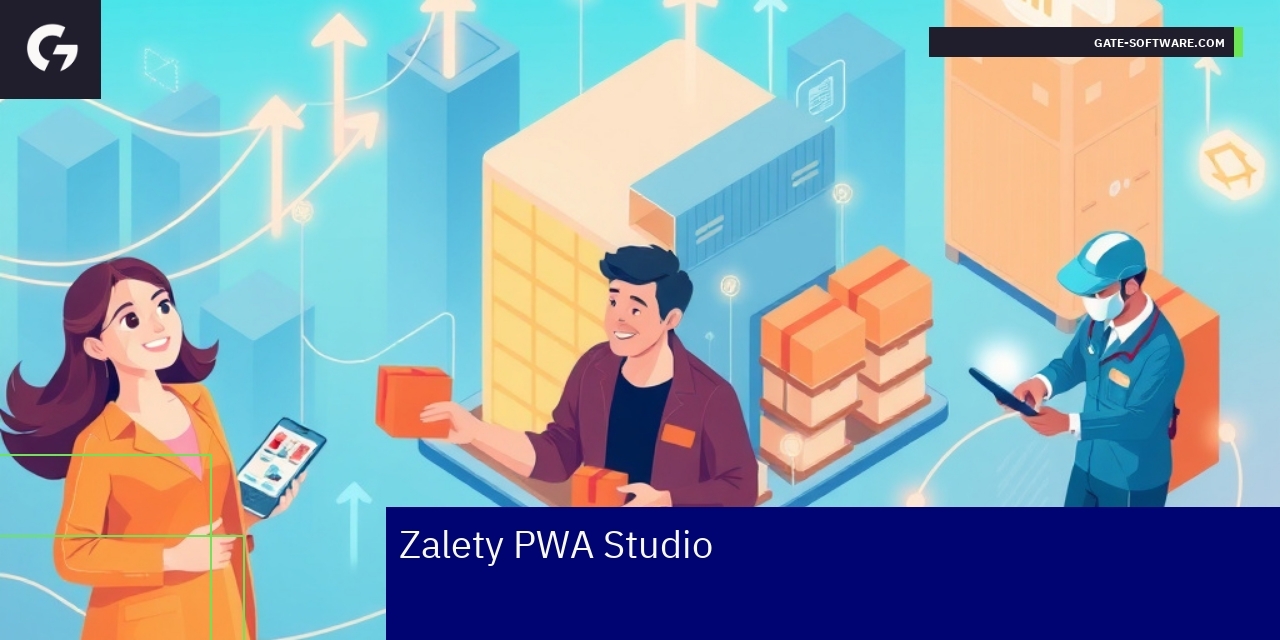 Ikony i ilustracje pokazujące funkcje PWA Studio
