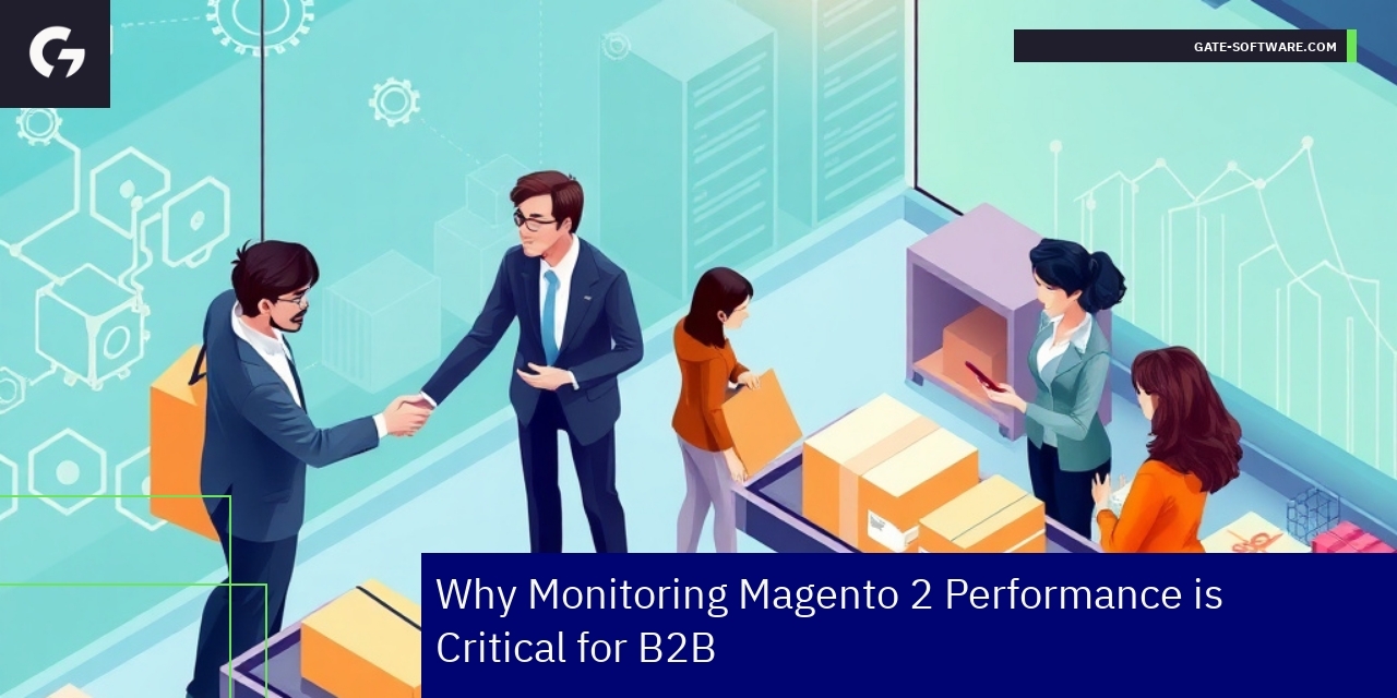 Monitoring Magento 2 Performance for B2B Success Dashboard showing Magento 2 performance metrics and KPIs