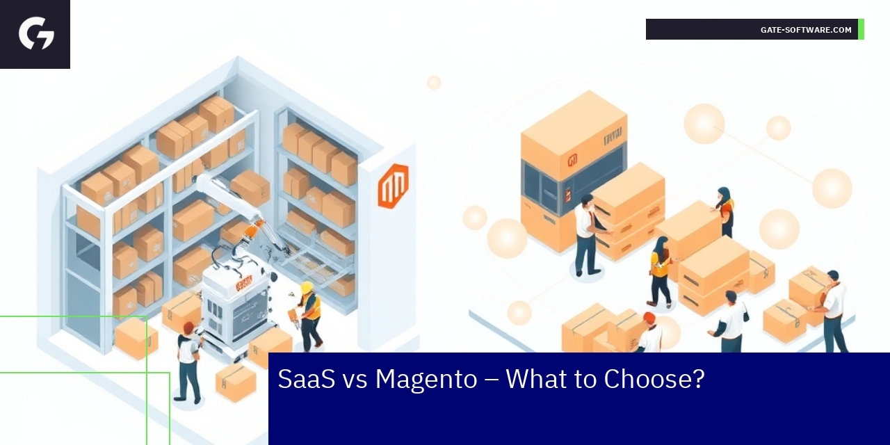 Illustration comparing SaaS and Magento 2 features