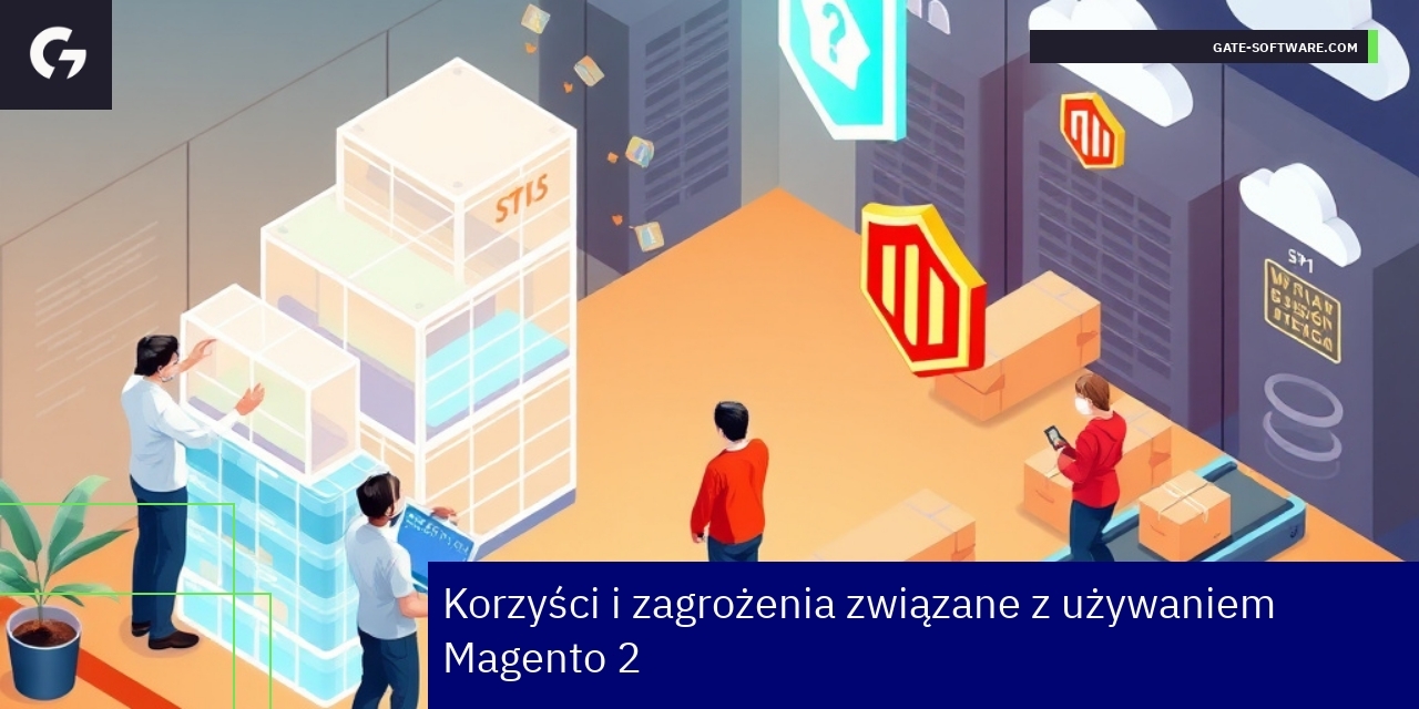 Schemat korzyści i zagrożeń Magento 2 na tle e-commerce