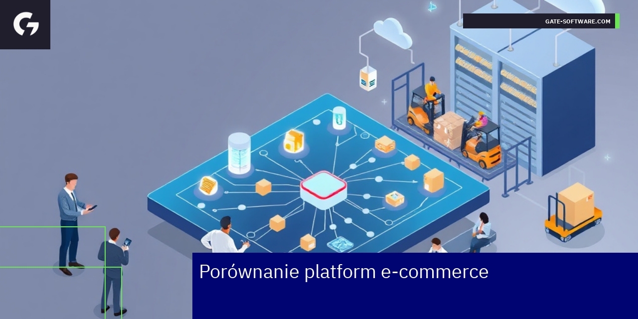 Porównanie platform e-commerce dla sklepów B2B Grafika przedstawiająca porównanie platform e-commerce B2B