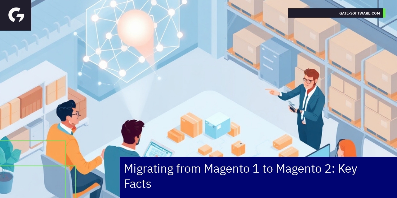 Magento 1 to Magento 2 Migration Key Facts Diagram showing Magento migration process steps