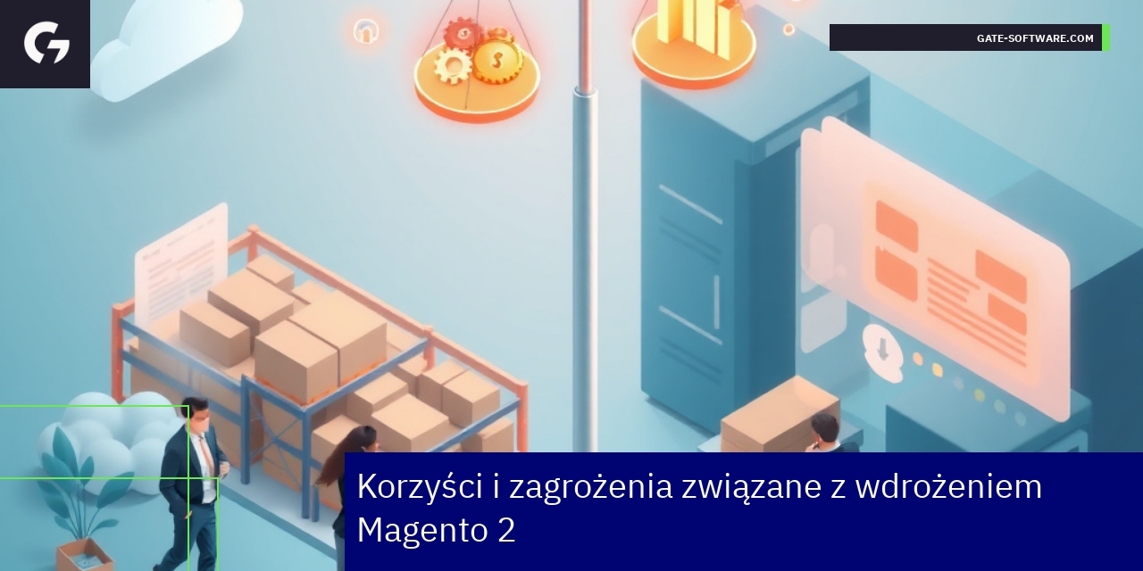 Schemat korzyści i zagrożeń wdrożenia Magento 2