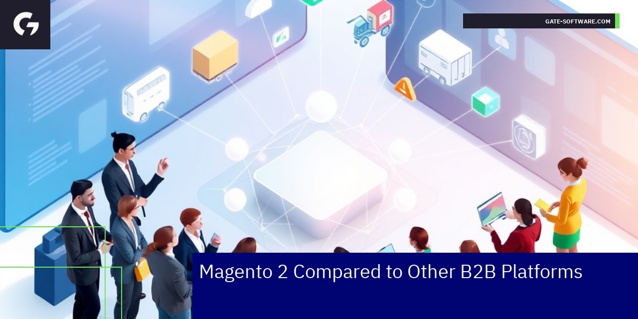 Magento 2 logo with B2B eCommerce icons