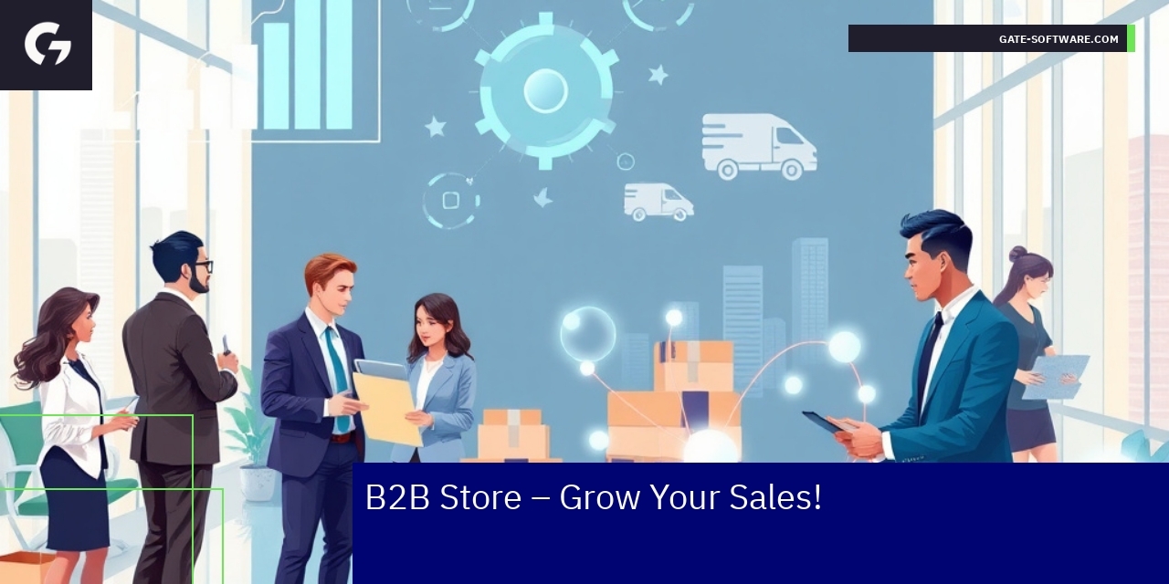 B2B eCommerce Growth and Support Strategies Illustration of B2B eCommerce platform and support tools