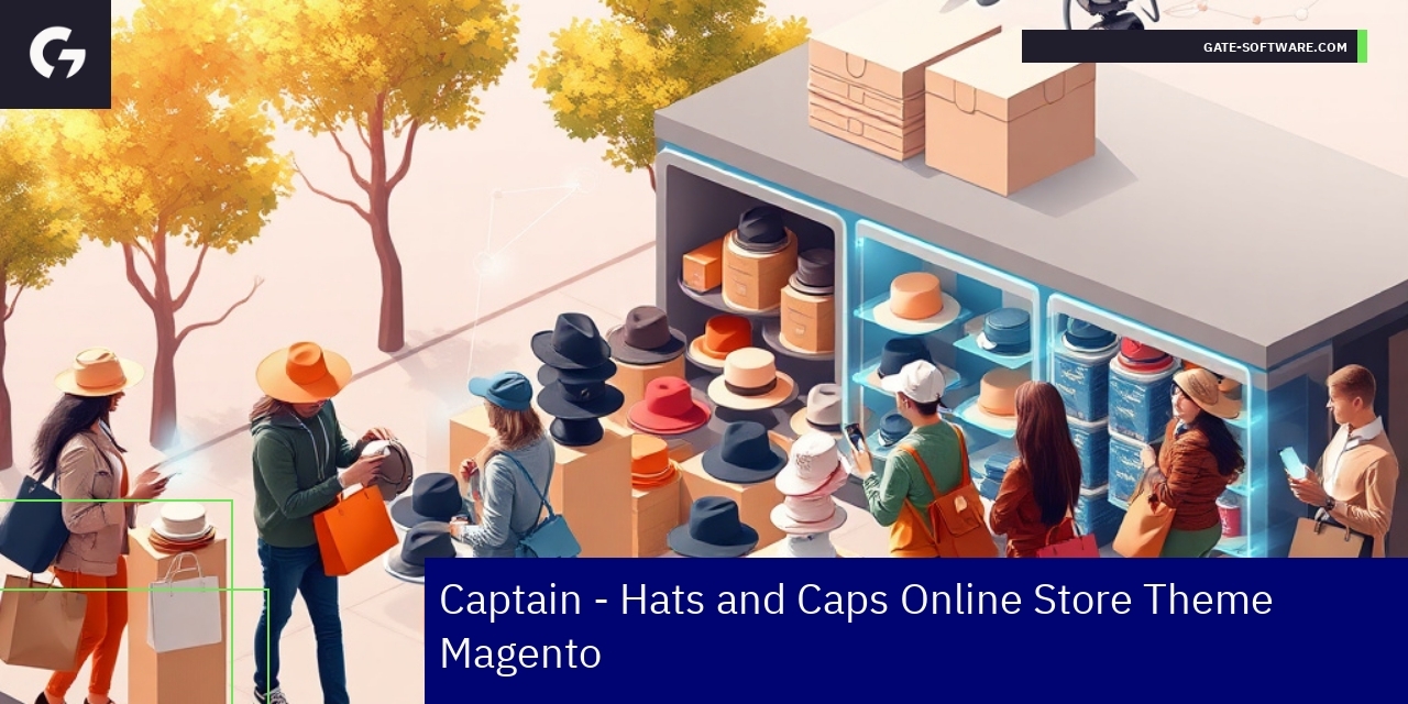 Magento Captain theme mobile interface with hats