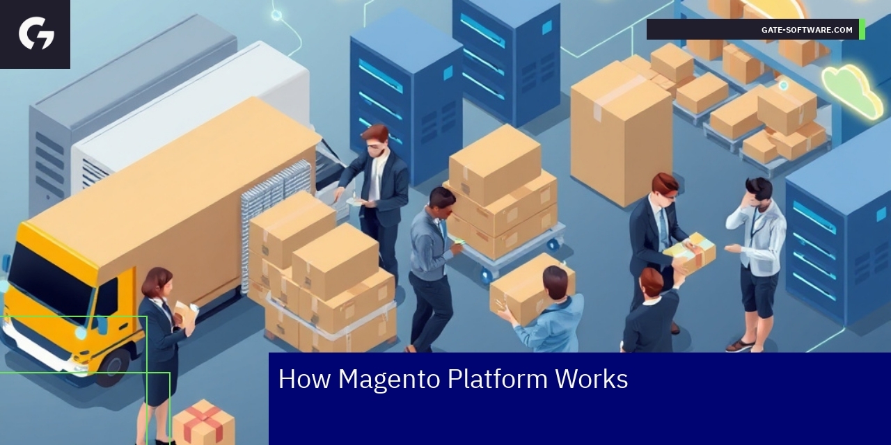 Diagram showing Magento 2 B2B e-commerce features