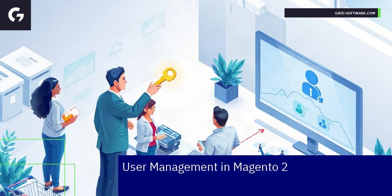 Diagram showing user roles and permissions in Magento 2