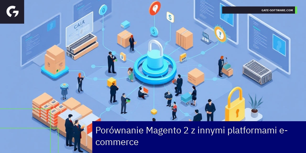 Porównanie Magento 2 z innymi platformami e-commerce Logotypy Magento 2, WooCommerce i Shopify