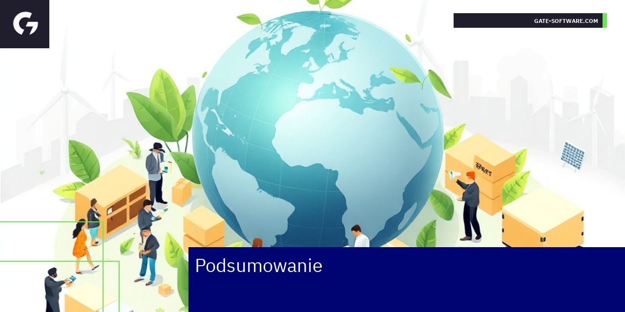 Komputer i ikony ekologiczne symbolizujące zrównoważony rozwój