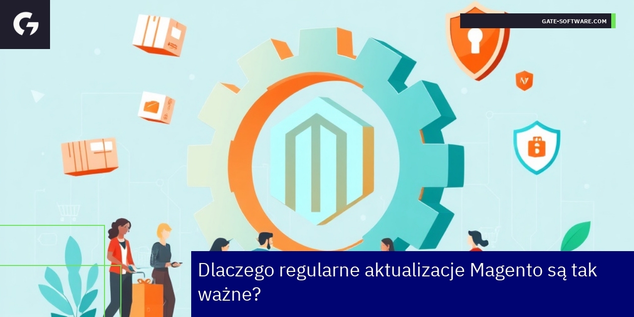 Ekran sklepu Magento z symbolem aktualizacji