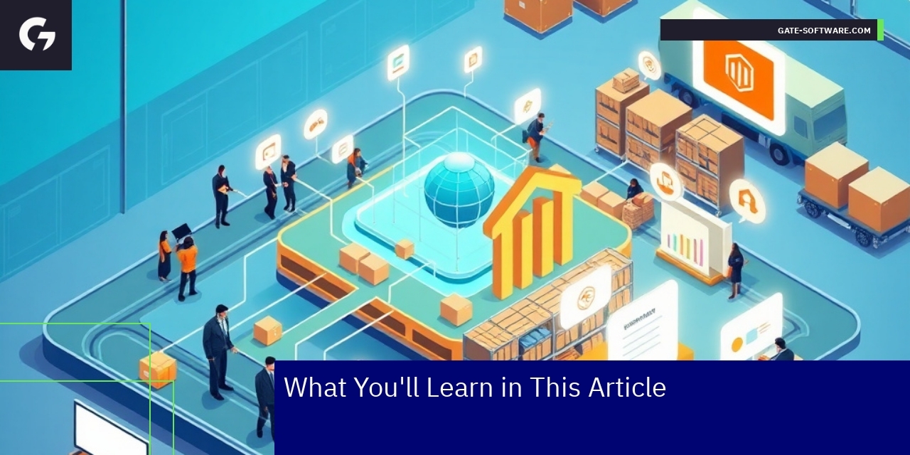 Optimizing Magento 2 for B2B Businesses Magento 2 platform and B2B business icons