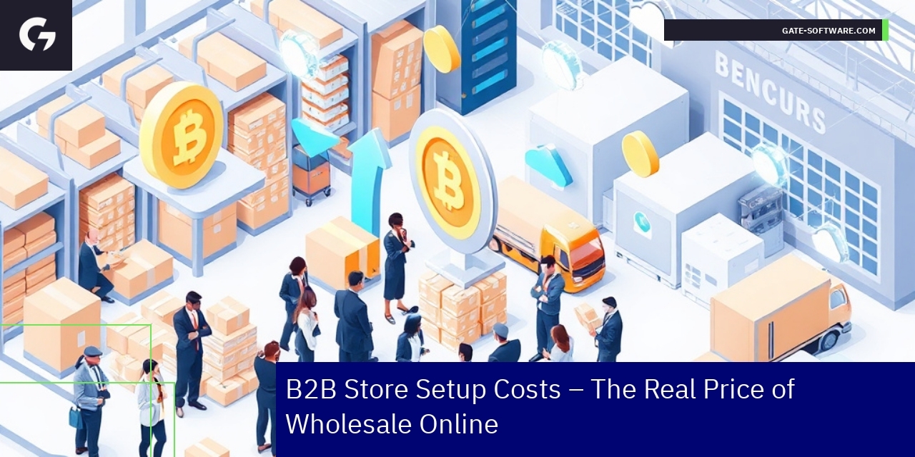 B2B Ecommerce Setup and Cost Optimization Guide Illustration of B2B ecommerce store setup and costs