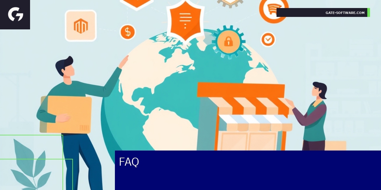 Magento support services icons and maintenance concepts