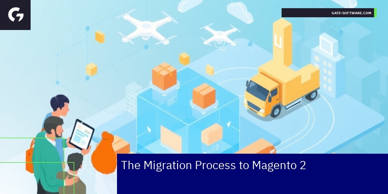 Diagram showing Magento 2 migration and optimization steps